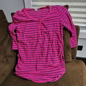 Three Seasons Maternity top. Size Medium. Pink and blue stripes.